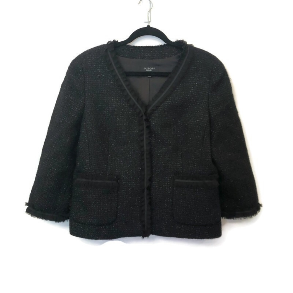 Talbots Black and Shimmery Tweed Blazer 12